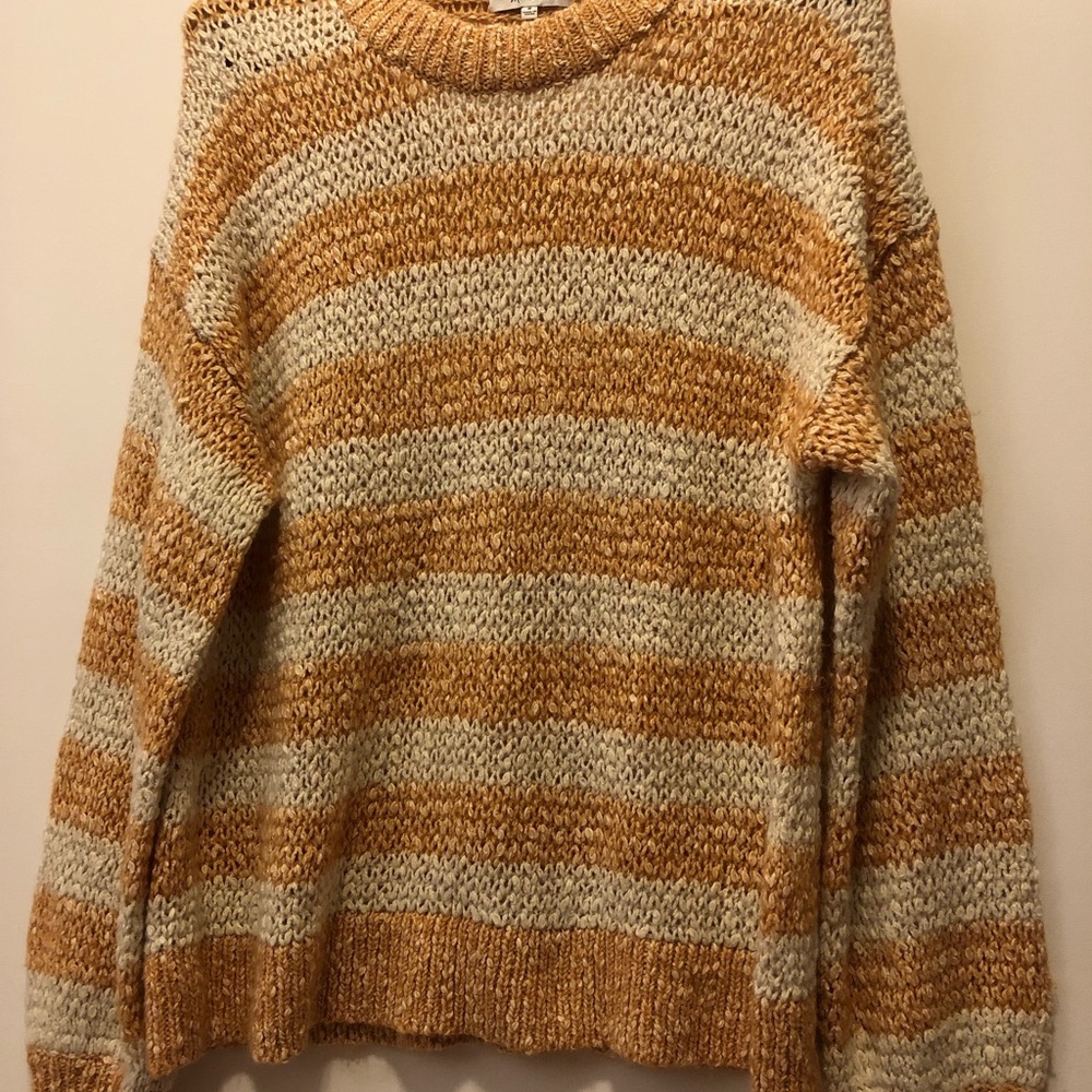 Madewell Baez Pullover Sweater in yellow and cream Stripe Size Medium